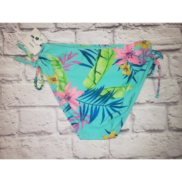 Arizona Jean Co Size Medium Fairy Blue Tropical High-Waist Swimsuit Bottom - Picture 2 of 2